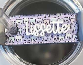 Personalized Tooth Tumbler Name Plate, Dental Assistant gift,Dental Name Topper, Dentist Hygienist present, Stanley Accessories, 30oz 40oz