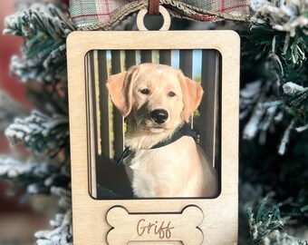 Adorno navideño personalizado con marco de fotos para mascotas, con nombre de perro, para amantes de los perros, para mamás de perros, para cachorros, conmemorativo para mascotas.