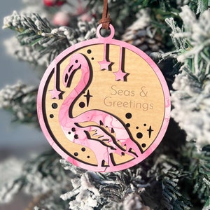 Personalized Flamingo Christmas Ornament, Custom Present, Christmas Gift, Flamingo Lover Present