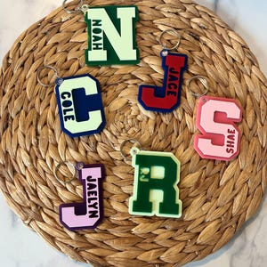 Personalized Varsity Letter Bag Tag, Initial Keychain, Custom Name Luggage Tag, Bogg Bag, Backpack Tag for kids, Sports Bag Tag