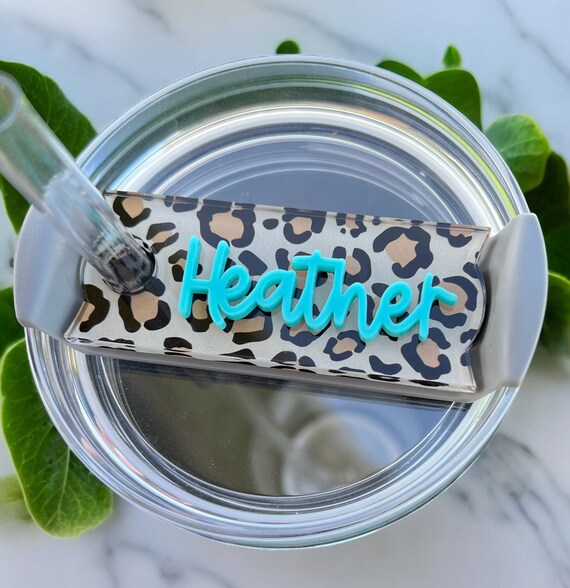 Personalized Leopard Tumbler Name Topper, Custom Plate Tag, Gift for Her, 20oz 30oz 40oz, Leopard Lover Present, Mother's Day Present