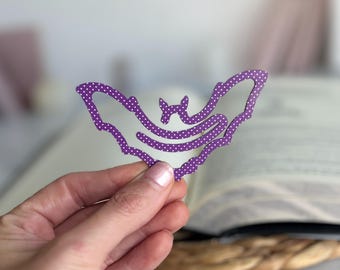 Bat Bookmark, Book Lover Gift, Gift for Reader, Book Club Present, Acrylic Bookmark, Paper Clip, Halloween Spooky Season Gift