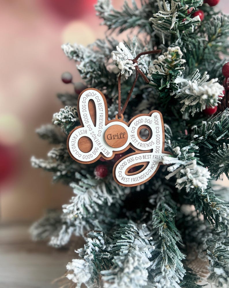 Personalized Dog Christmas Ornament, Custom Pet Lover Gift, Dog Mom Present, New Puppy Owner, Dog Mama Present image 5