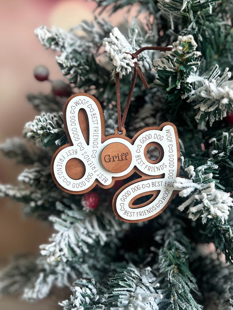 Personalized Dog Christmas Ornament, Custom Pet Lover Gift, Dog Mom Present, New Puppy Owner, Dog Mama Present image 2