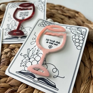 Wine Glass Bookmark, Wine Lover gift, Book club present, Paper Clip, Acrylic, Book lover gift