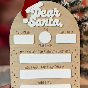 Liebes Santa Dry Erase Board Zeichen, wiederverwendbare Weihnachtswhiteboard-Wunschliste, Kinderweihnachtslisten-Andenken, Kinderweihnachtsbrief