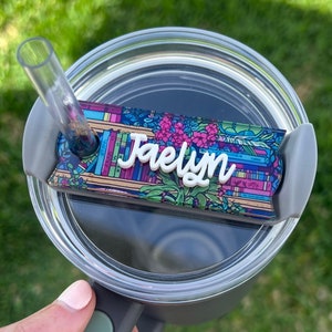 Personalized Book Plant Lover Tumbler Name Topper, Custom Plate Tag, 20oz 30oz 40oz Tumbler Lid Tag, Book Club Present, Bookish, Reader