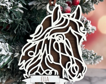 Personalized Horse Christmas Ornament, Custom Equestrian Xmas gift, Horseback Rider present, Holiday Gift for horse lover