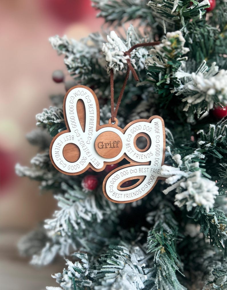 Personalized Dog Christmas Ornament, Custom Pet Lover Gift, Dog Mom Present, New Puppy Owner, Dog Mama Present image 3
