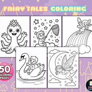 Fairy Tales Coloring Pages, Fairy Tale Coloring Book, Princess Coloring Sheets, Magical Castle Coloring Pages for Kids, Fantasy Activities