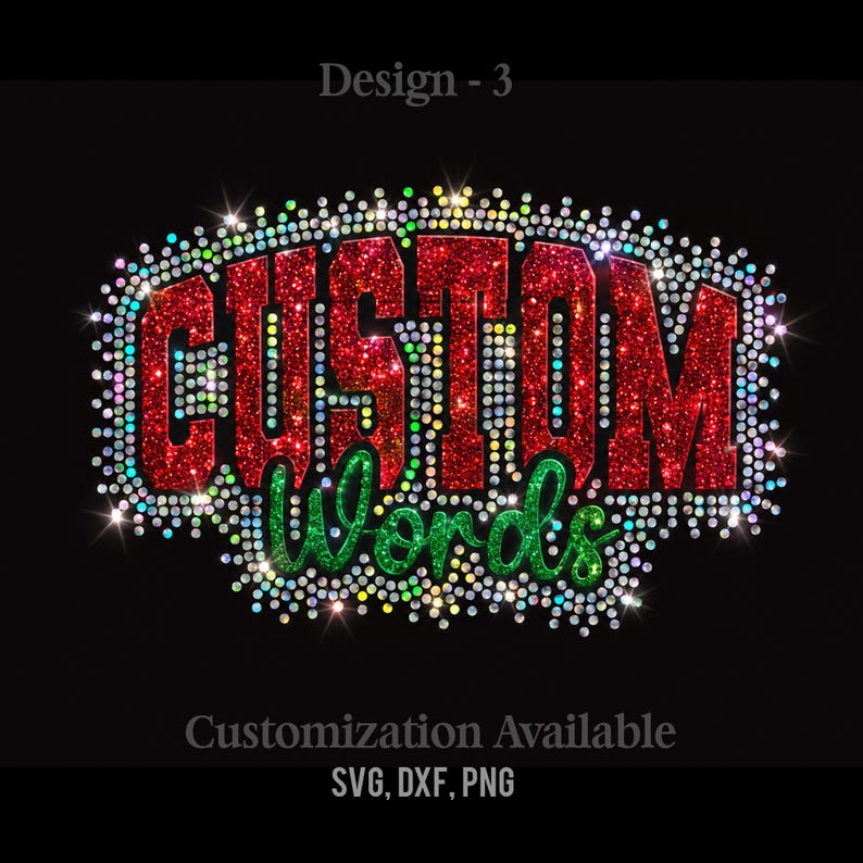 Custom Rhinestone SVG Design | Bling Text Template (svg, Dxf, Png) - Etsy