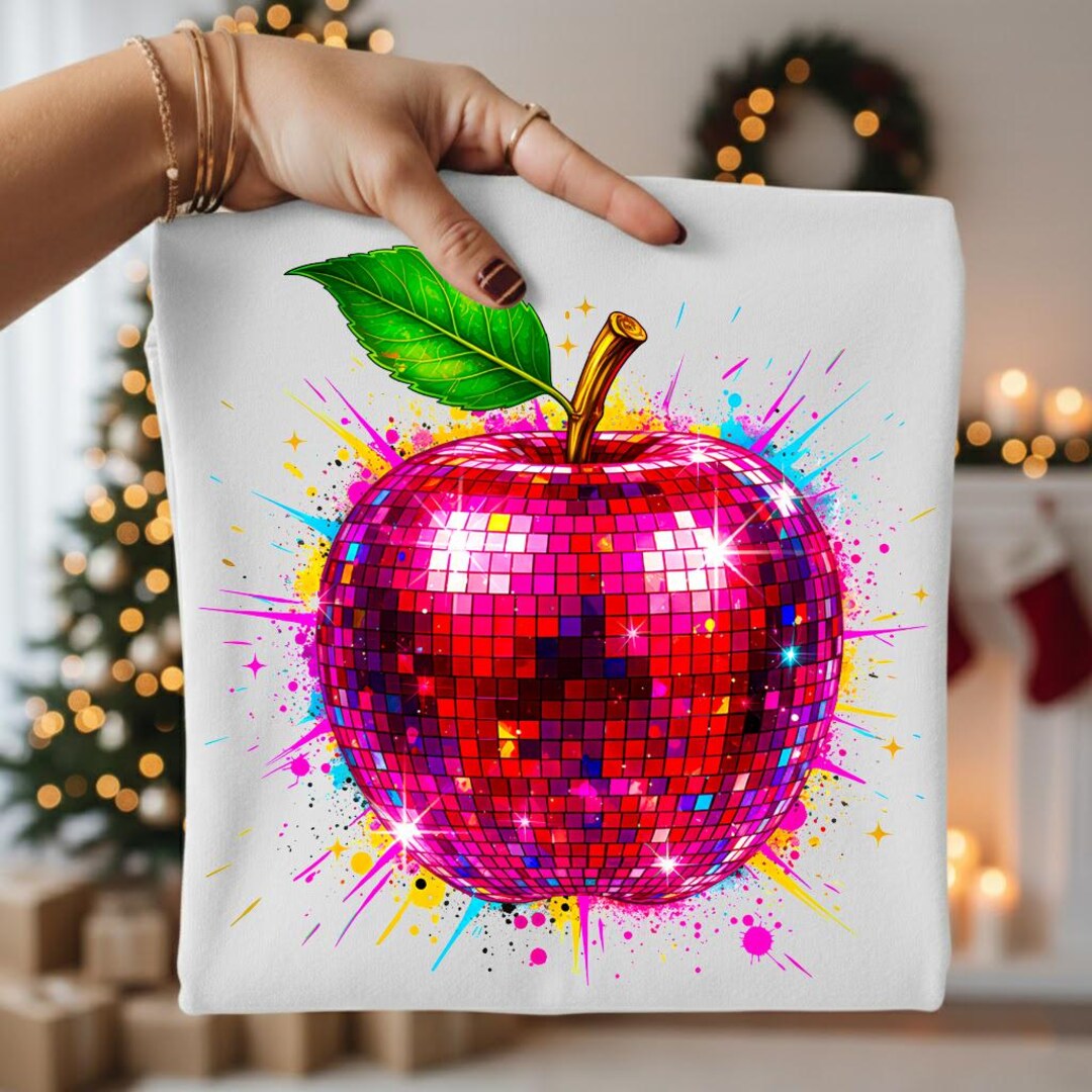 Disco Apple SVG: Groovy Teacher Clipart, Retro Glitter Design (digital ...