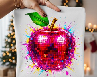 Disco Apple SVG: Clipart de profesor genial, diseño retro con brillo (descarga digital)