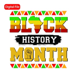 Mapa de África del Mes de la Historia Negra y Puño Poderoso PNG SVG/BHM Sublimación (Descarga digital)