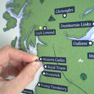 UK & Ireland Golf Course Push Pin Map: Personalized Golfer Gift
