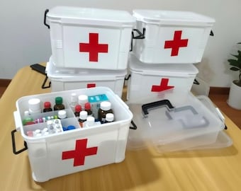Botiquín portátil de plástico para primeros auxilios (23,5 x 17 x 13,5 cm)
