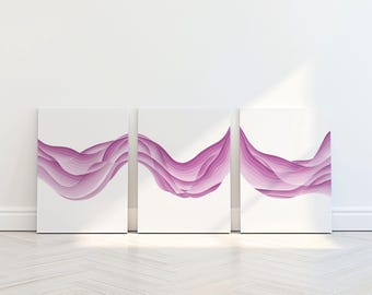 Moderne abstrakte Kunst 3er Set | Rosa Minimalistische druckbare Kunst | Digitaler Download | Boho | Zeitgenössische Wanddekoration für Wohnzimmer, Büro