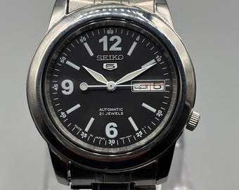 Vintage Seiko 5 7S26-02W0 Automatic 21 Jewels Black Men's Watch | 1980's Japan