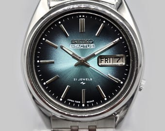 70年代ヴィンテージセイコー5ブルーダイヤル自動巻き腕時計7019-7370