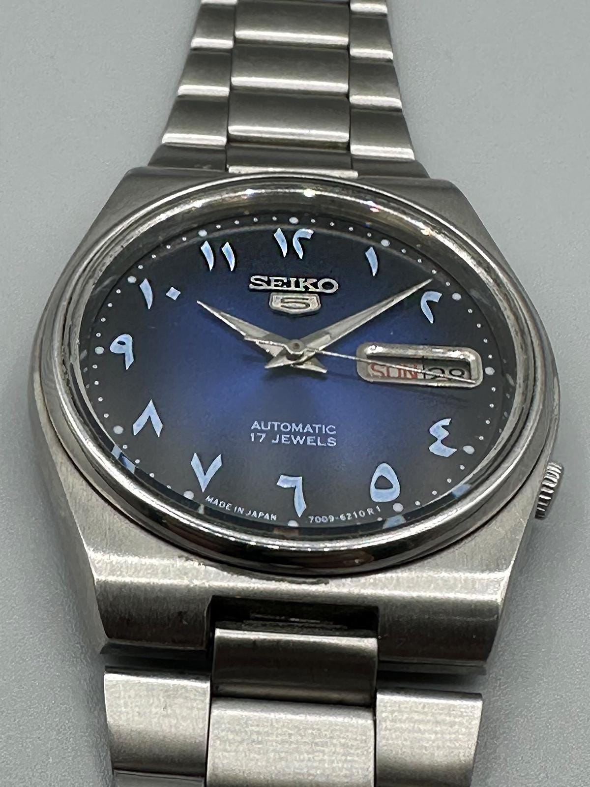 Buy Vintage Seiko 5 Automatic Men's Watch Arabic Blue Dial 7009