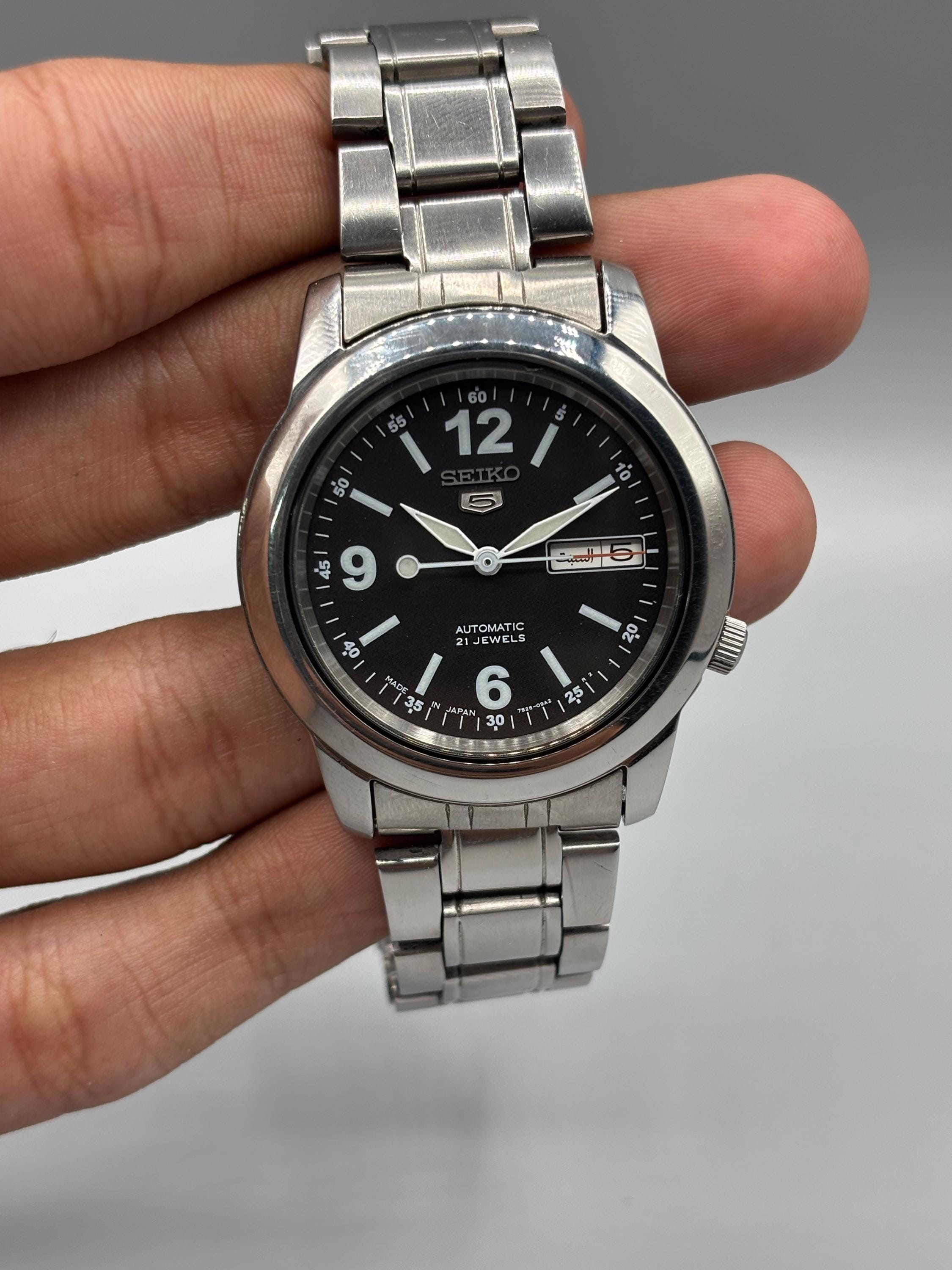 Vintage Seiko 5 7S26-02W0 Automatic 21 Jewels Black Men's Watch