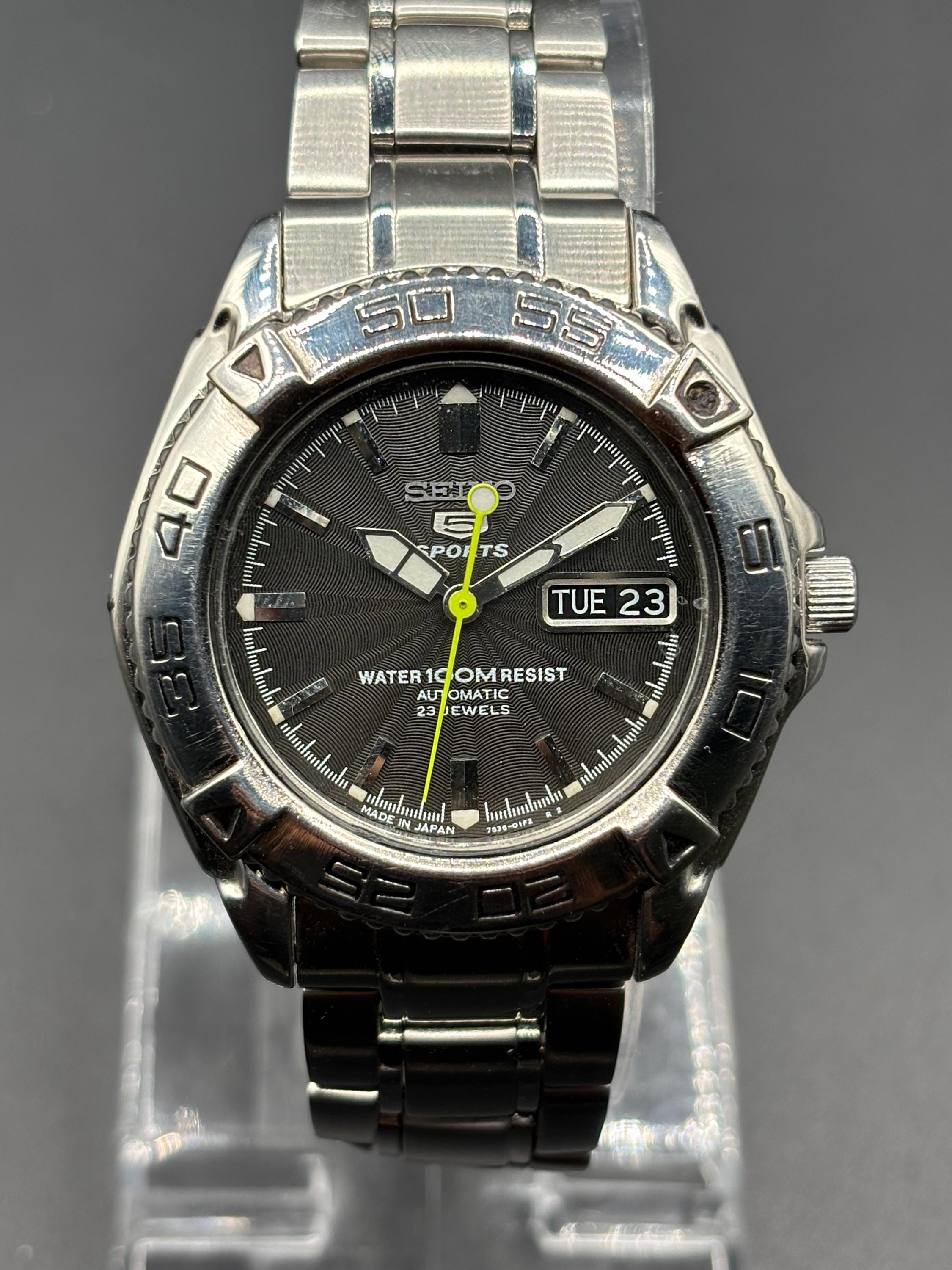 Vintage Seiko 5 Sports Automatic Watch: | 7S36-00Y0| Black Dial