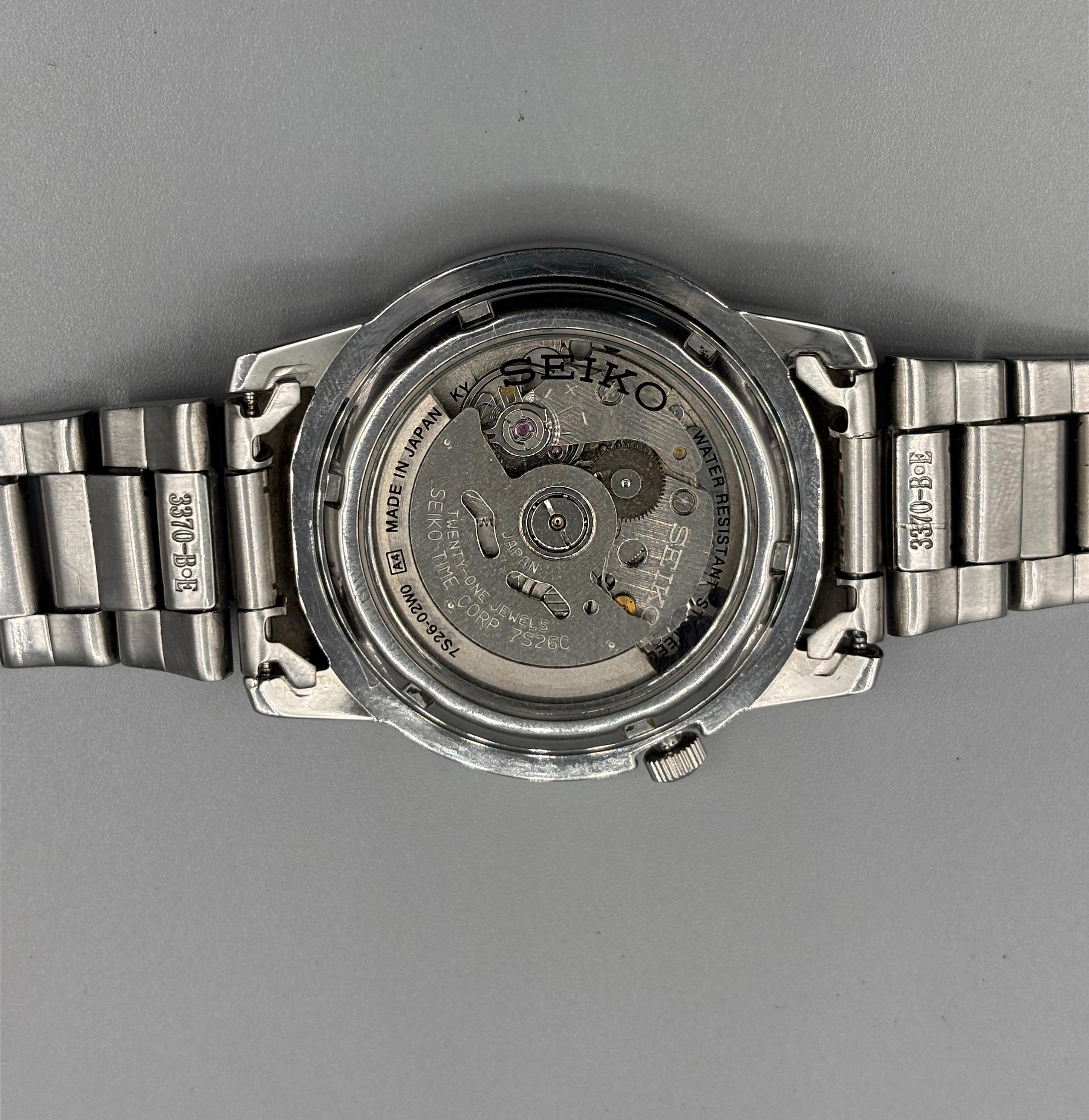 Vintage Seiko 5 7S26-02W0 Automatic 21 Jewels Black Men's Watch