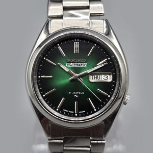 Vintage Seiko 5 Actus 7009 Automatic 21 Jewels Men&#39;s Watch Japan | Green Dial
