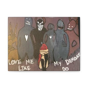 Art mural en toile sur le thème démoniaque, parfait pour la décoration intérieure, oeuvre d&#39;art unique faite main, cadeau idéal pour les amateurs d&#39;art