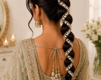 Gold Dori Lace Trim for Braids, Indian Bridal Parandi Hairstyle Accessory