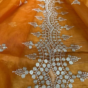 Mustard Dupatta with Silver Sequin Border | Lightweight Indian Dupatta | Festive Wedding Stole