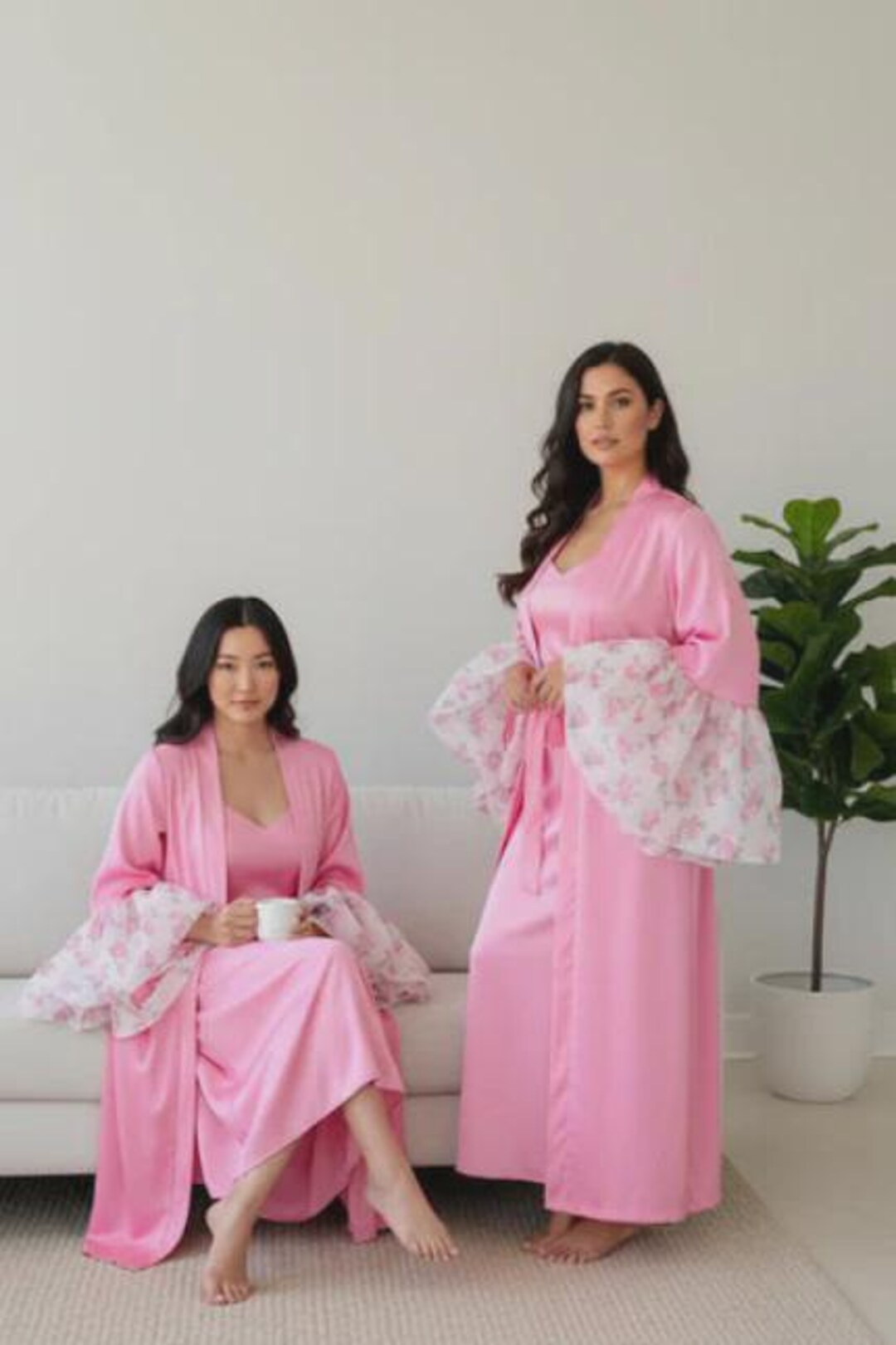 Luxury Pink Silk Blossom Robe for Women - Etsy