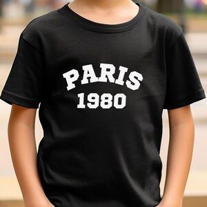 PARIS 1980 Kids Shirt, Toddler Shirt, Retro Kids Tee, Vintage Style Baby T-Shirt, Paris Graphic Tee for Kids, Child Merch Gift,Birthday Gift