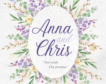 Purple Floral Wedding Invitation Template | Digital Printable Invite | Elegant Wedding Card Design