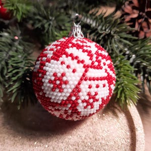 Christmas Ornament Red and White - Nordic Handmade Holiday Decoration Holiday tree decor
