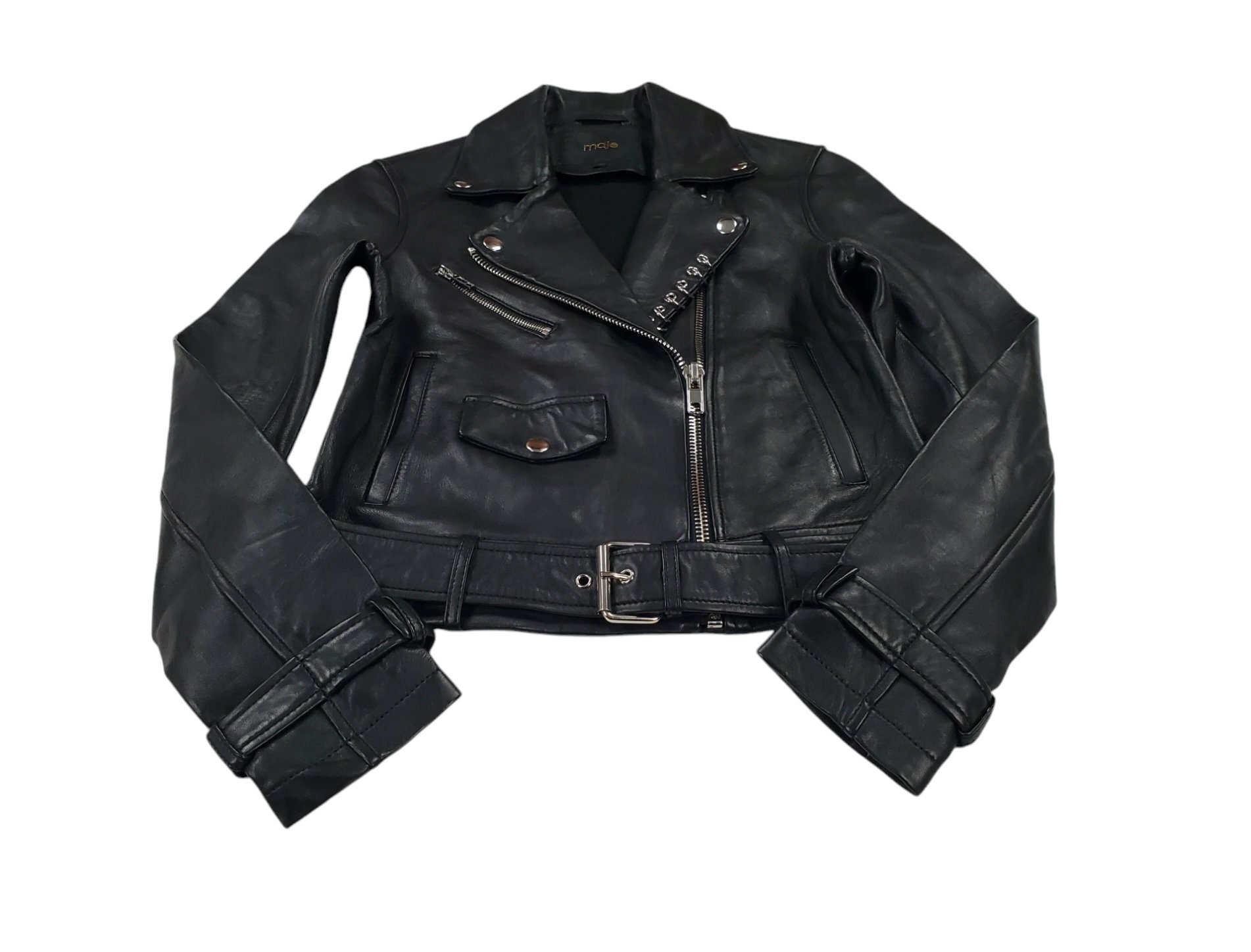 Veste Moto Femme J BRAND - Cuir Et Daim Agneau Noir - Taille S - Neuf Avec étiquettes