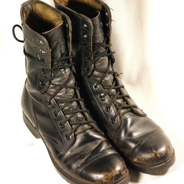 Vintage Black Rugged Lace Up Work/Combat/Military Boots Womens US 9/9.5 Uk 6.5 Mens US/Uk 7
