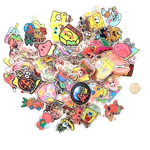 12 random pieces of DIY 4cm Sponge Bob Mix Acrylic Flat Charms