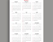 2027 Printable Calendar PDF Monthly Planner One Page Yearly Annual Wall Calendar Minimalist Design A2 A3 US Letter A4, Tabloid Calendar