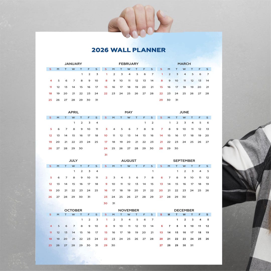 2026 Wall Calendar Year Extra Big Planner Printable PDF Yearly Calendar ...