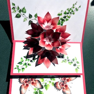 Handmade 3D Pop-Up Birthday Card | Elegant Floral Greeting Card with Roses | Unique Keepsake Birthday Gift for Mom, Wife, Friend, Her
