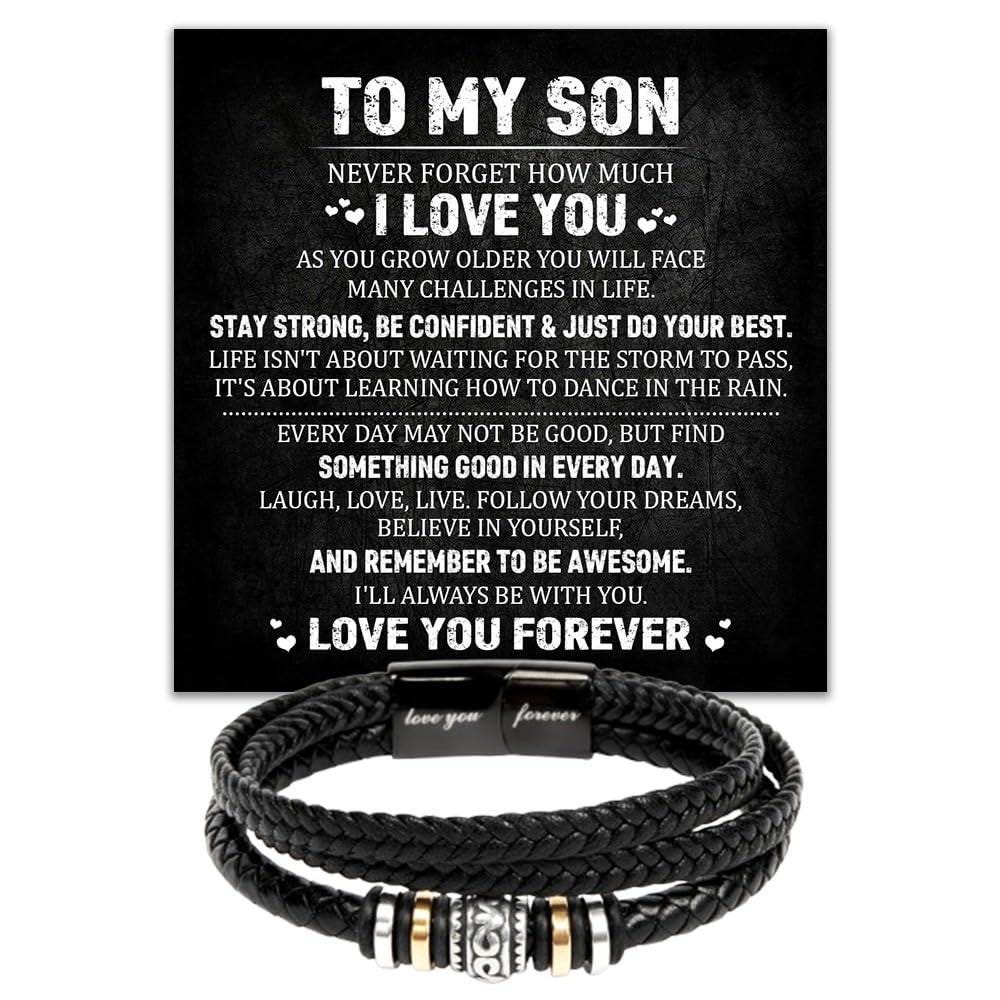To My Son Bracelet Gift From Mom Dad, Never Forget I Love You ...