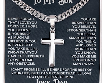 Collier croix pour mon fils de papa, cadeau chrétien pour fils, cadeau fils de père, bijoux inspirants, cadeau d'anniversaire de remise des diplômes pour lui