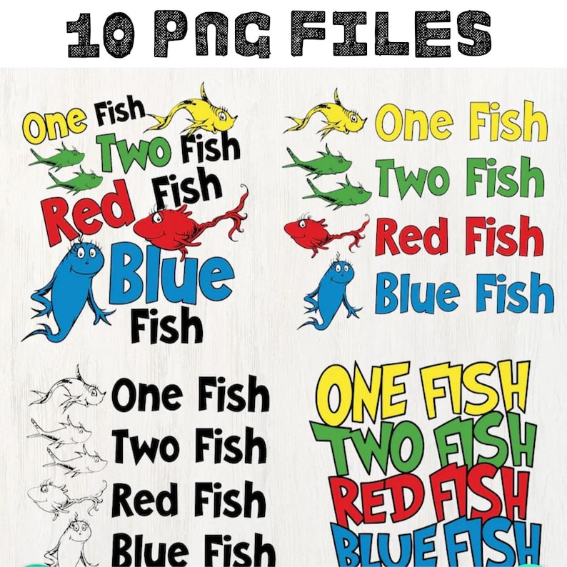 One Fish Two Fish PNG Bundle | Dr. Seuss Inspired Teacher SVG (digital ...