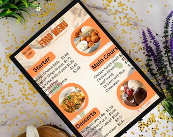Bewerkbare restaurantmenusjabloon: canva-ontwerp (digitale download)
