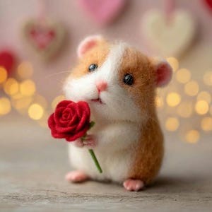 Needle Felt Hamster Figurines, Handmade Wool Hamster, Miniature Shelf Decor