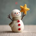 Adorable Wool Felt Snowman with Star – Christmas Decoration,  Winter Ornament, Cozy Felted Holiday Figurine