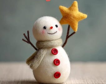Needle Felt Snowman Figurines, Handmade Wool Christmas Decor, Winter Shelf Display