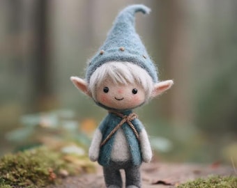 Needle Felt Woodland Elf Figurine, Miniature Whimsical Sculpture, Whimsical Home Decor, Gift for Mom