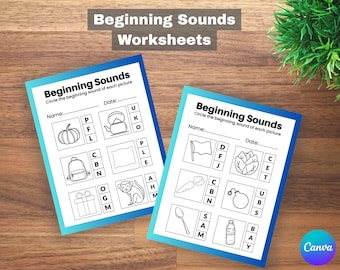 BEGINNING Sounds Worksheets: Phonics Letter Sound Practice, Preschool KINDERGARTEN Reading PDF